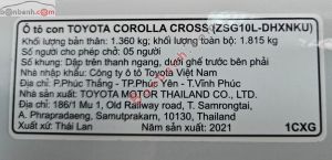 Xe Toyota Corolla Cross 1.8G 2021